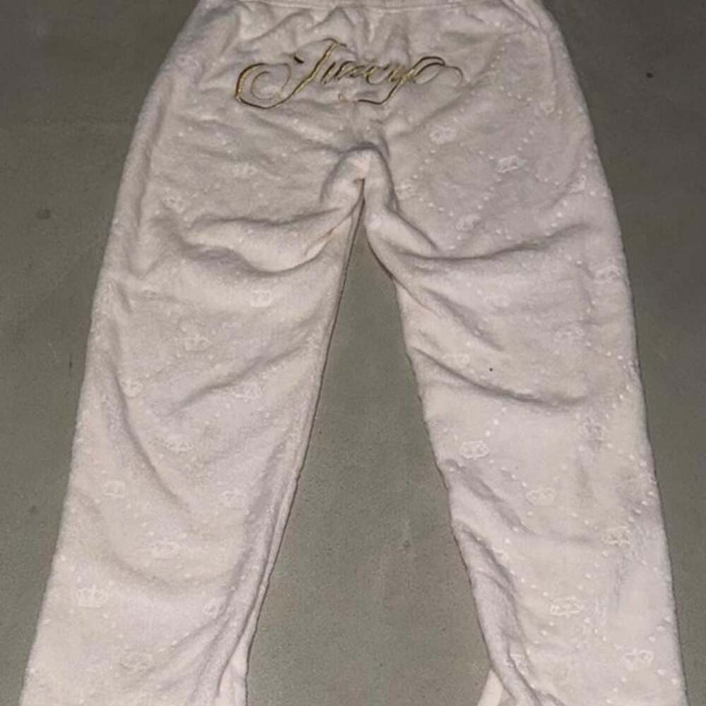 Juicy Couture White Velour Logo Sweatpants